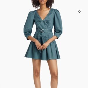 Cinq a Sept Siene Cotton-Blend Belted Minidress in Midnight Rain